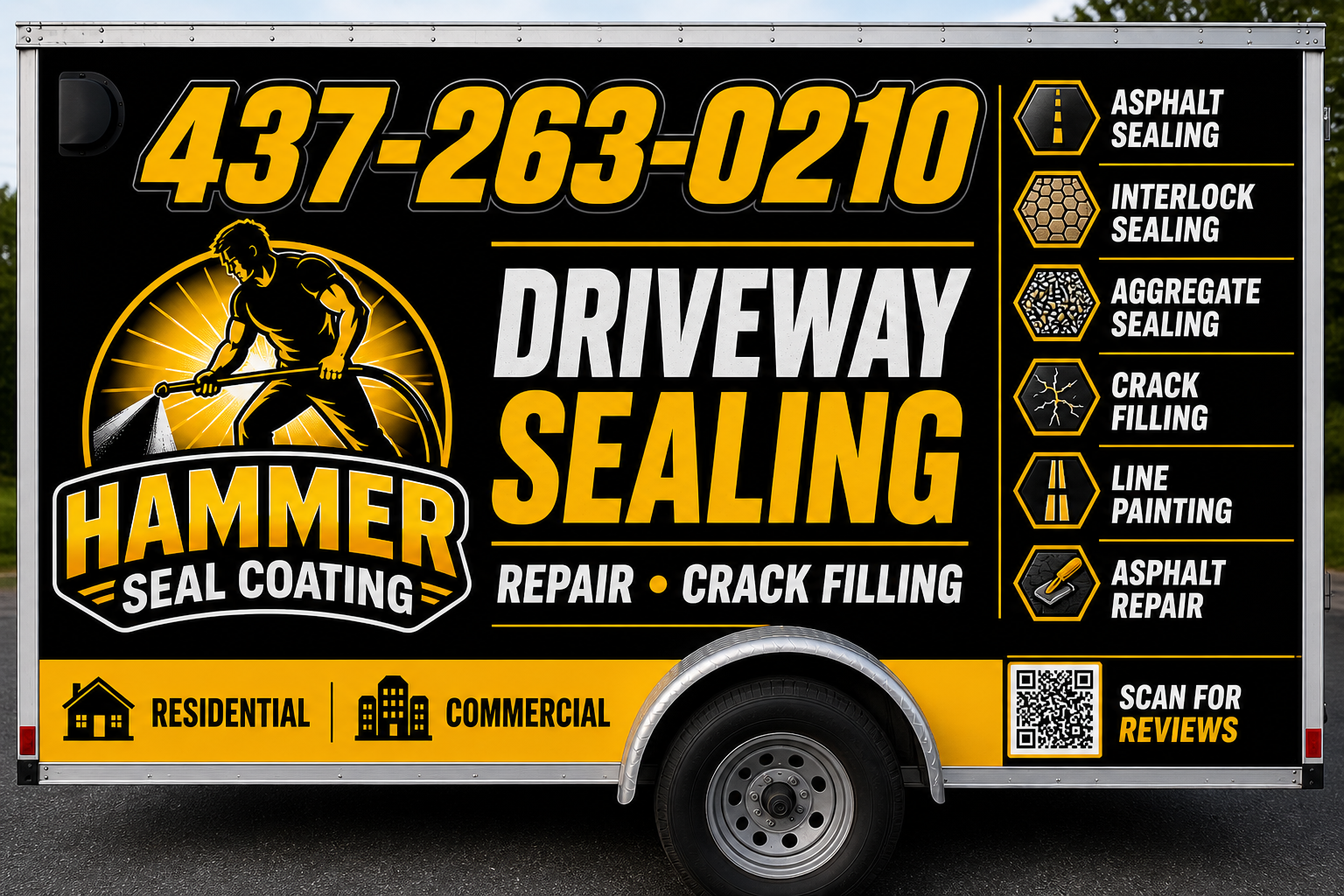 Hammer Seal Coating trailer wrap on the job